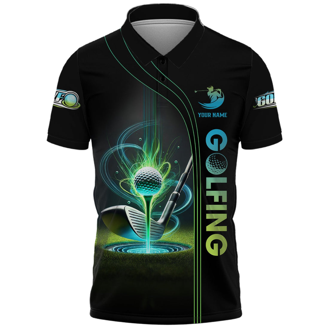 Glowing Golf Custom Polo Shirt, Golfing Apparel, Mens Golf Polo Shirt, Gift For Golfers