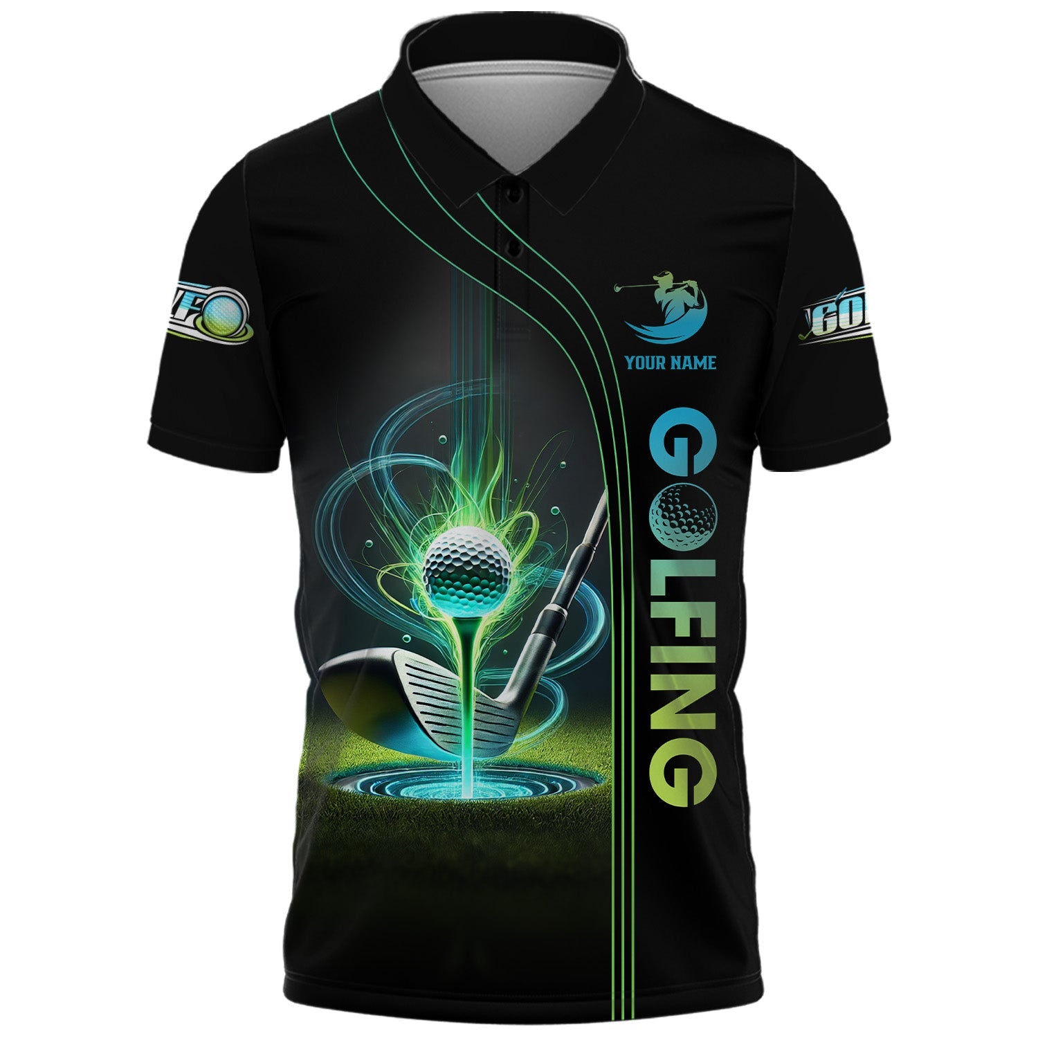 Glowing Golf Custom Polo Shirt, Golfing Apparel, Mens Golf Polo Shirt, Gift For Golfers