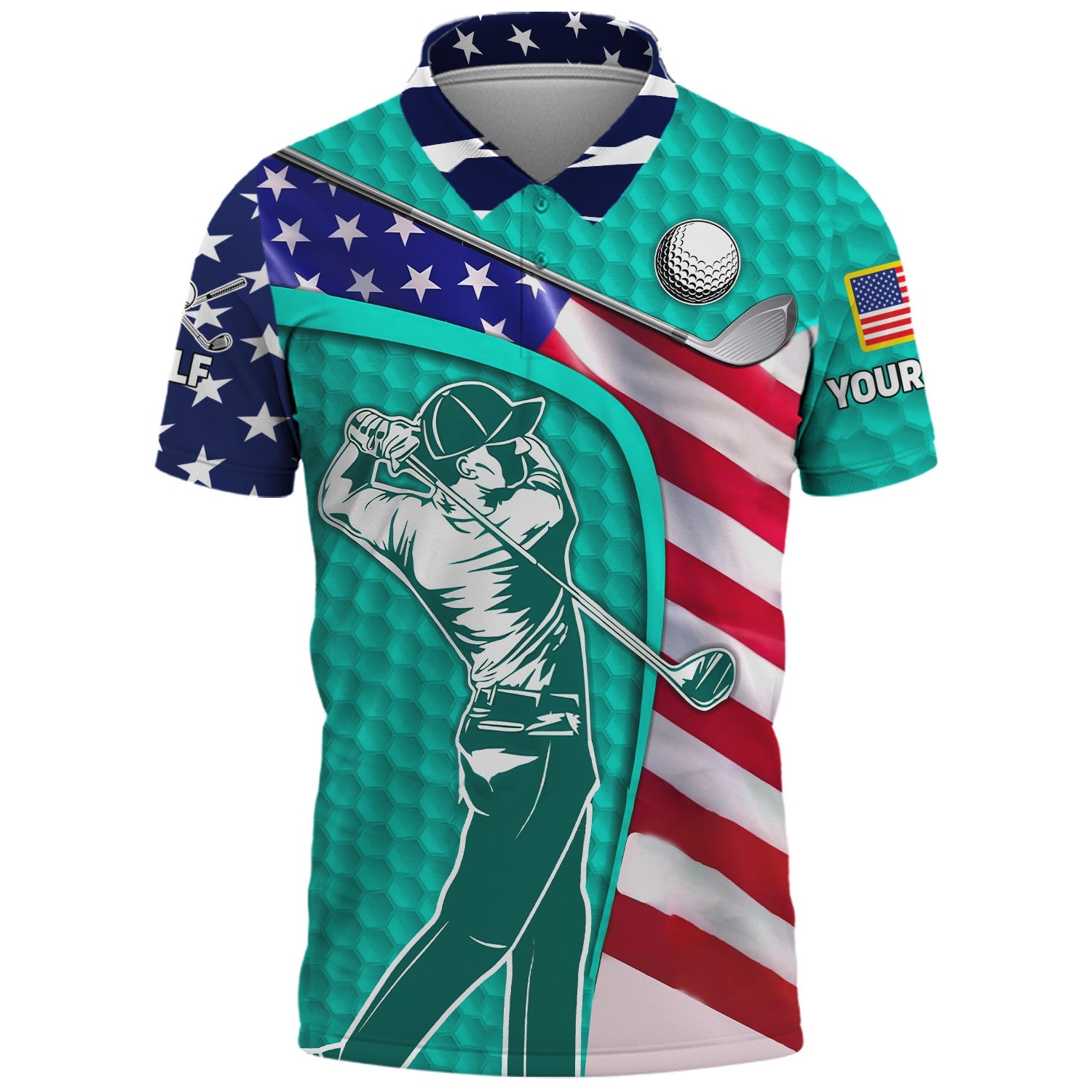 Cyan Custom Men's Golf Polo Shirt, Golfing Apparel, Mens Golf Gift