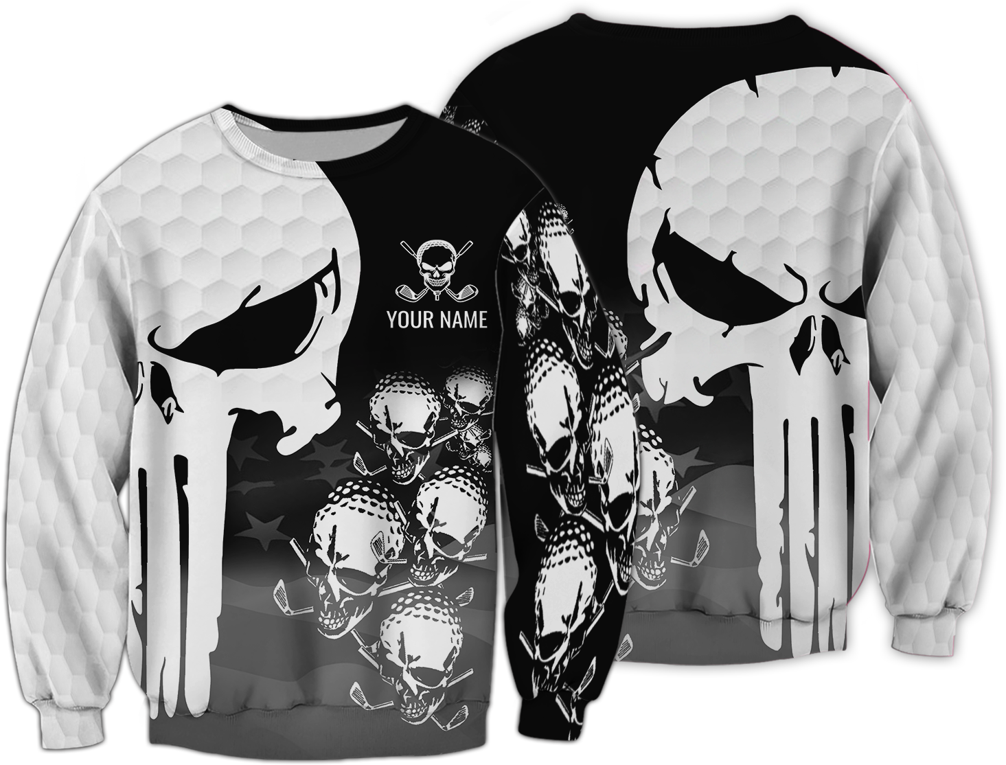 Punisher Skull Golf Polo Shirt, Skull 3D Art Shirt, Golfing Apparel, Gift For Golfers