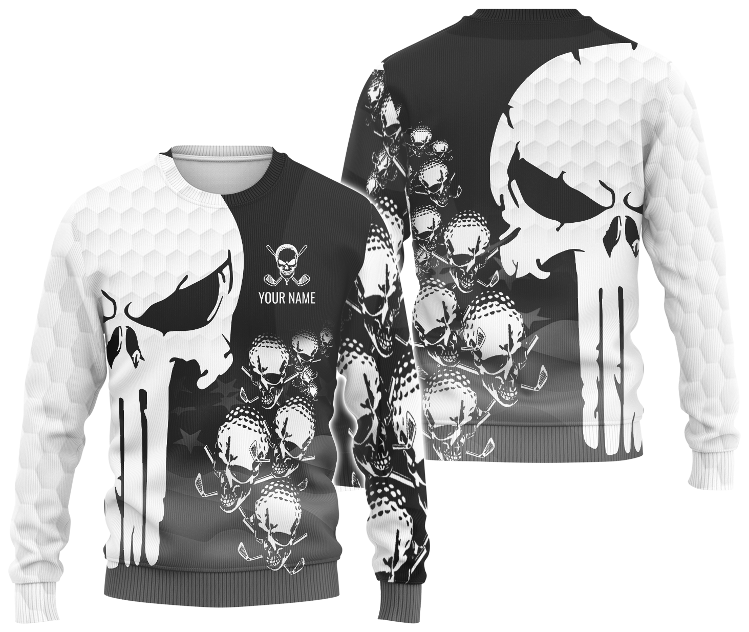 Punisher Skull Golf Polo Shirt, Skull 3D Art Shirt, Golfing Apparel, Gift For Golfers