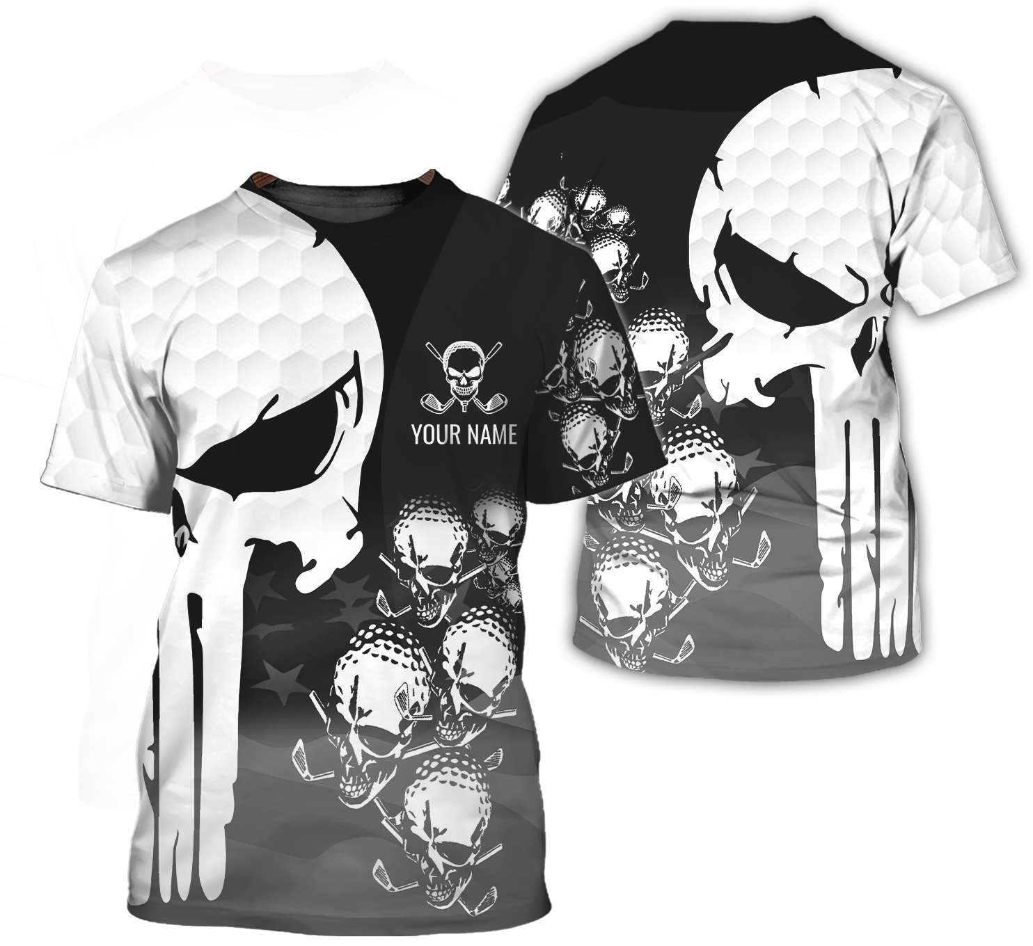Punisher Skull Golf Polo Shirt, Skull 3D Art Shirt, Golfing Apparel, Gift For Golfers