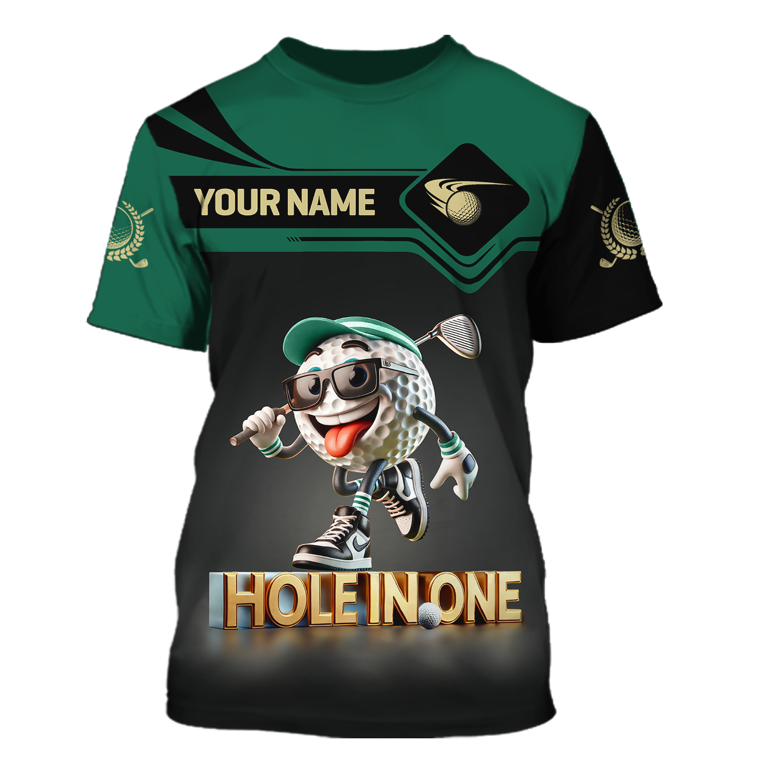 Hole In One Funny Golf Ball, Custom Men's Golf Polo Shirt, Golfing Apparel, Funny Golf Shirt, Gift For Golfers