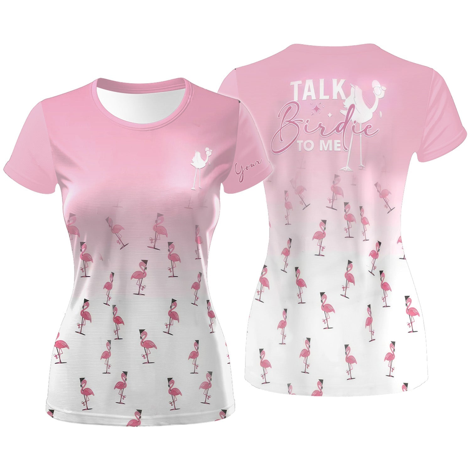 Talk Birdie To Me Flamingo Womens Golf Polo Shirt, Custom Ladies Golf Shirt, Womens Golf Gifts