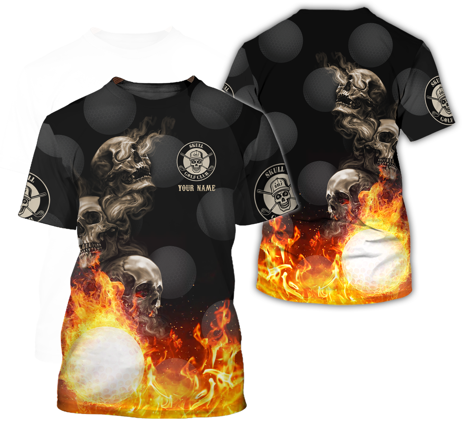Skull And Fire Custom Golf Polo Shirt, Gift For Golfers, Golf Gift For Men