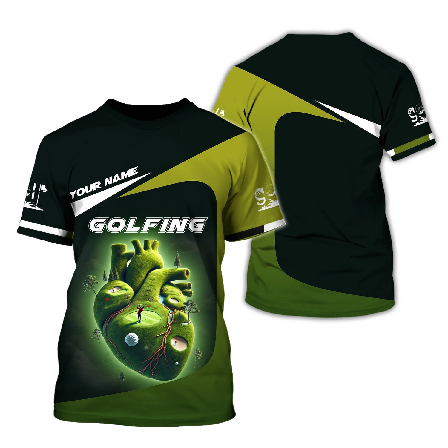 Heart Golf Custom Men's Golf Polo Shirt, Golfing Apparel, Mens Golf Gift