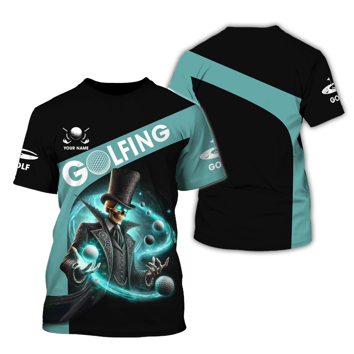 Skeleton Golf Custom Men's Golf Polo Shirt, Golfing Apparel, Skull Golf Shirt, Gift For Golfers