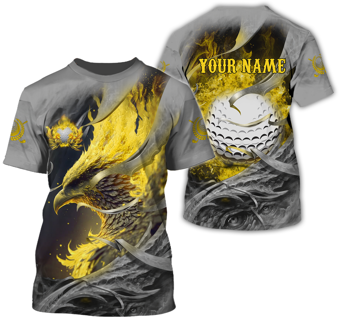 Golden Phoenix Custom Golf Polo Shirt, Golf Apparel, Golf Gift For Men