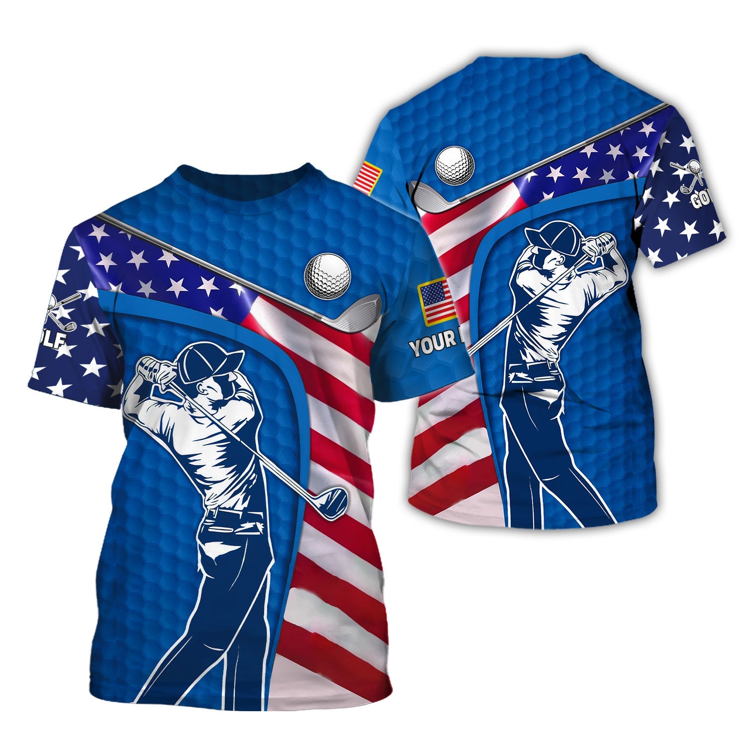 Blue Custom Men's Golf Polo Shirt, Golfing Apparel, Mens Golf Gift