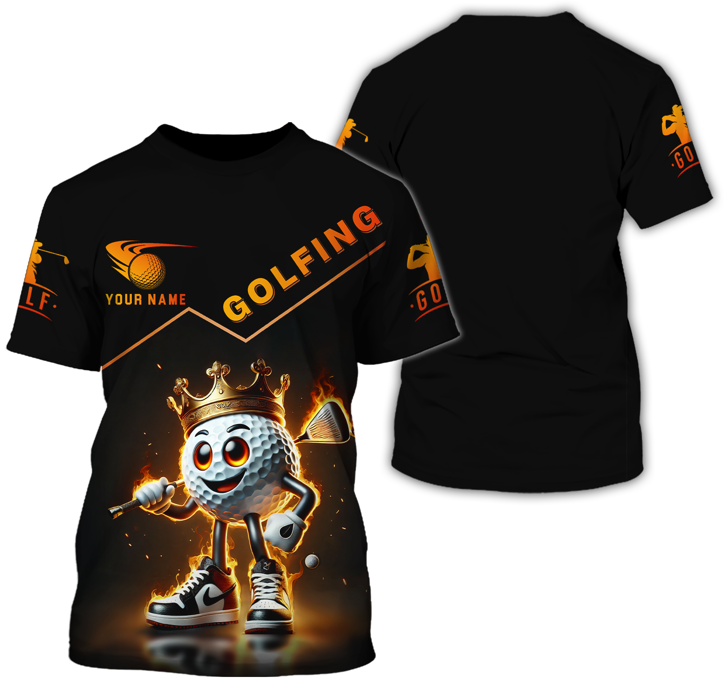 Custom Golf King Fire, Men's Golf Polo Shirt With Name, Golfing Apparel, Gift For Golfers