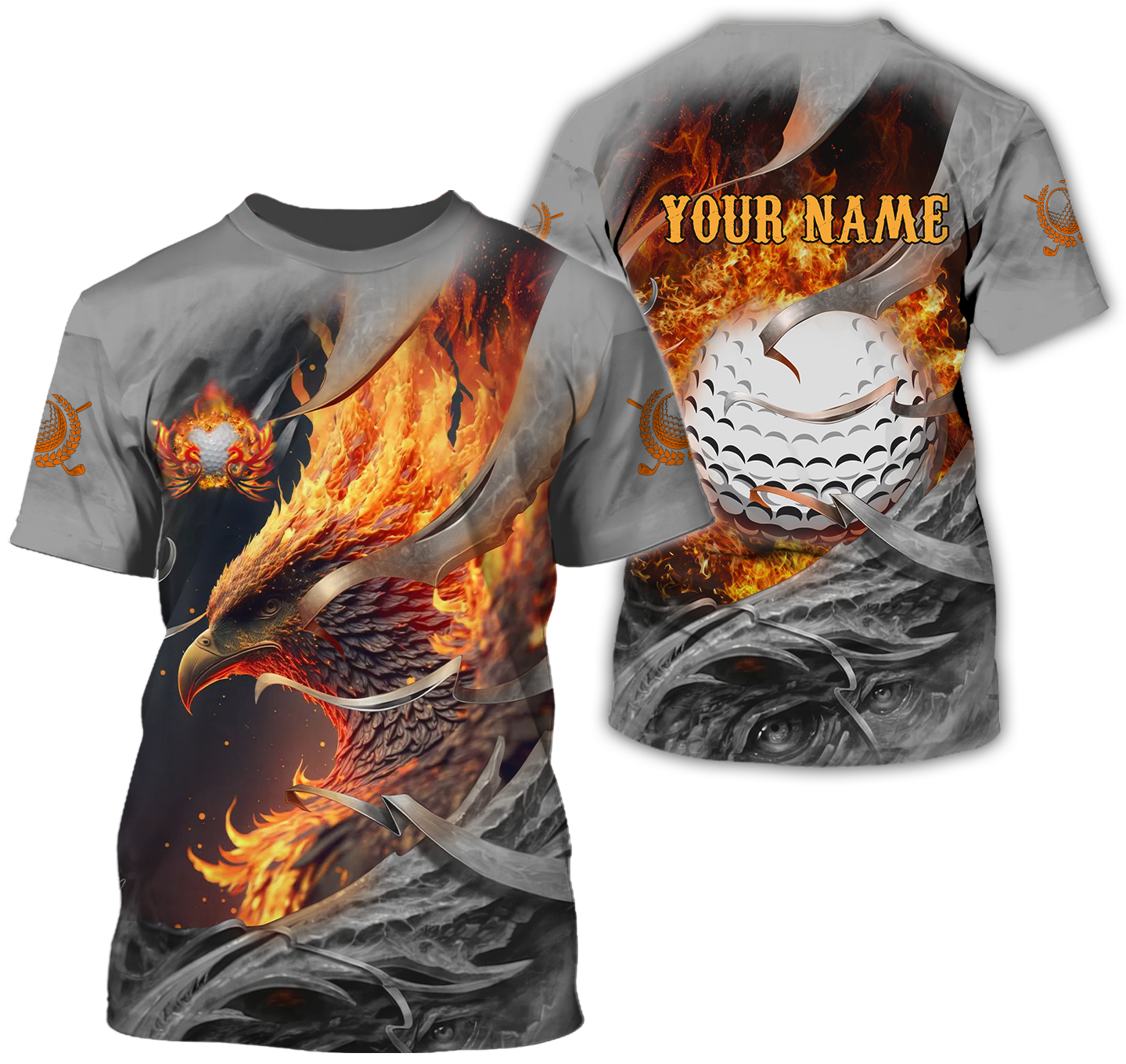 Fire Phoenix Custom Golf Polo Shirt, Golf Apparel, Golf Gift For Men