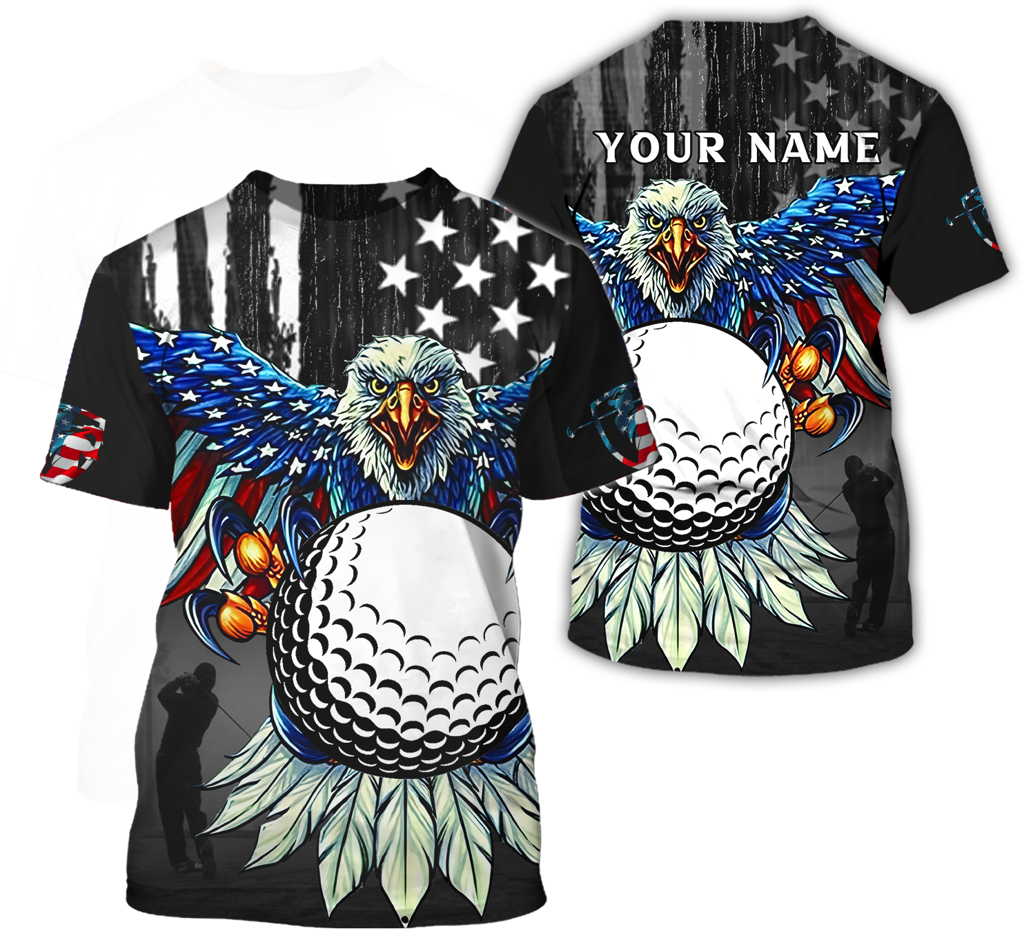 America Eagle Custom Golf Polo Shirt, Gift For Golfers, Golf Gift Ideas