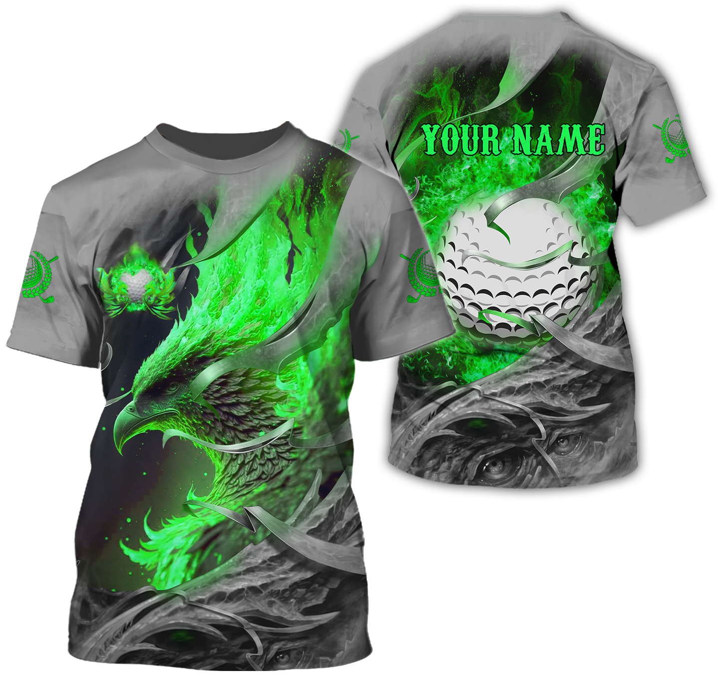 Green Phoenix Custom Golf Polo Shirt, Golf Apparel, Golf Gift For Men