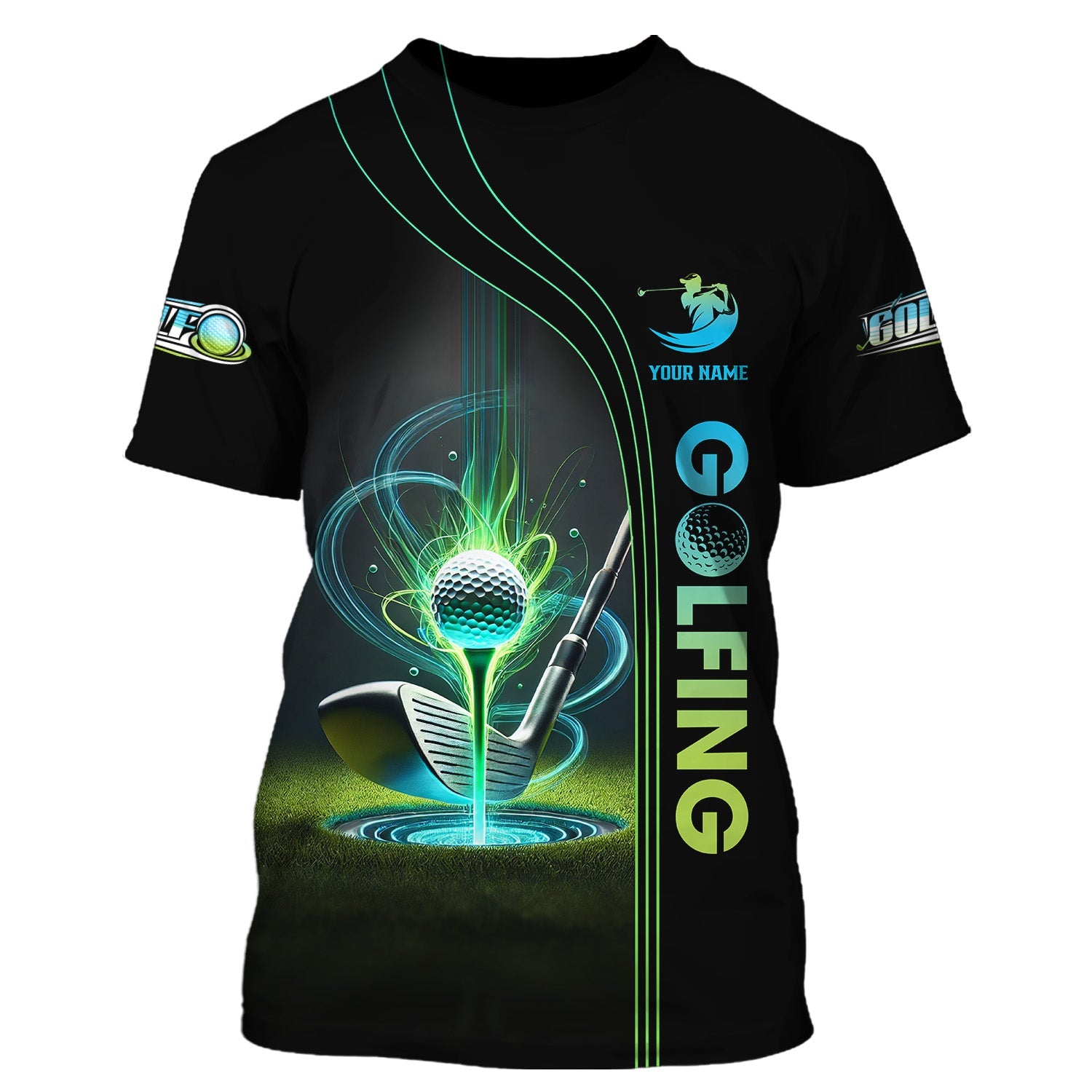 Glowing Golf Custom Polo Shirt, Golfing Apparel, Mens Golf Polo Shirt, Gift For Golfers