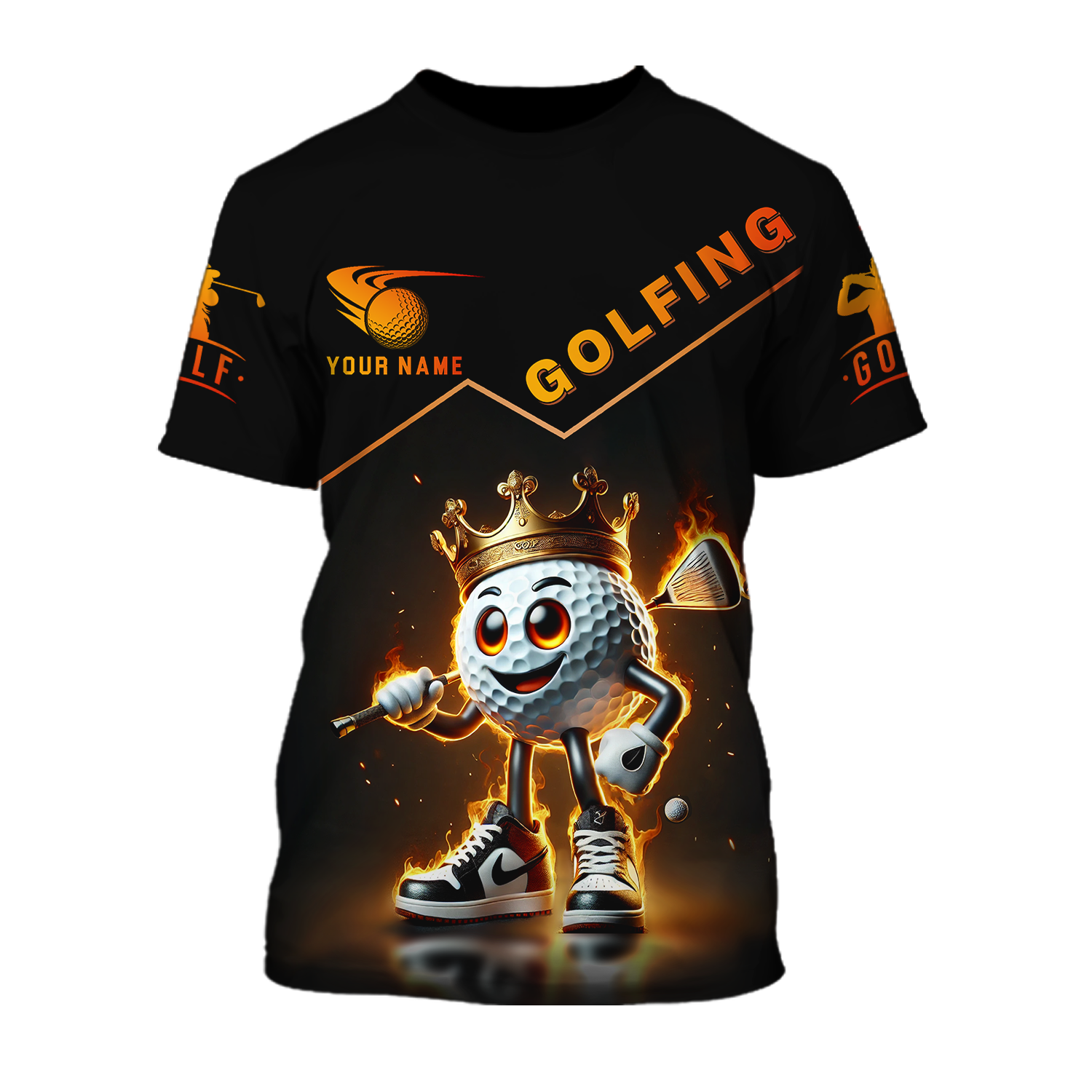 Custom Golf King Fire, Men's Golf Polo Shirt With Name, Golfing Apparel, Gift For Golfers