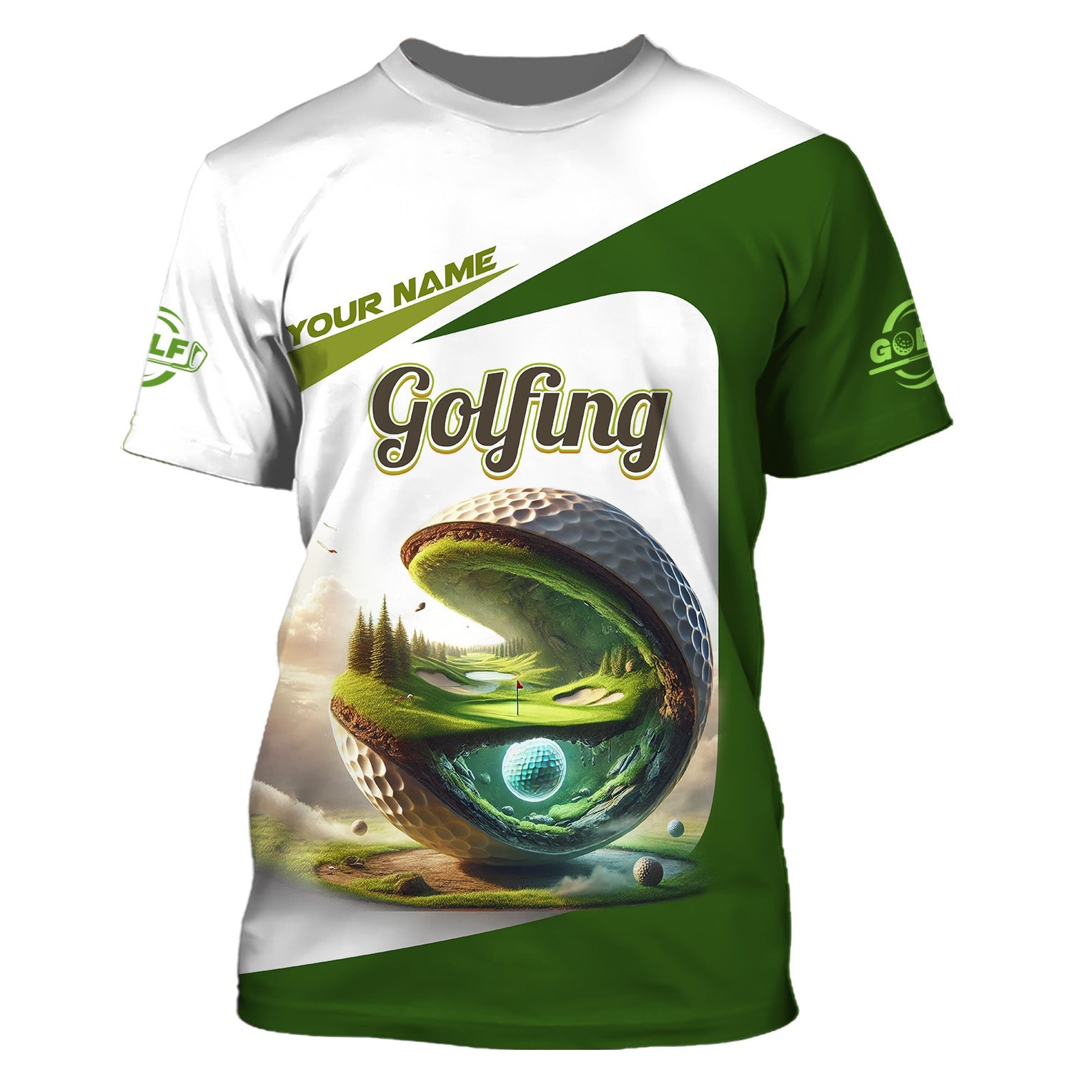 3D Golf Ball Custom Golf Polo Shirt, Golfing Apparel, Mens Golf Gift