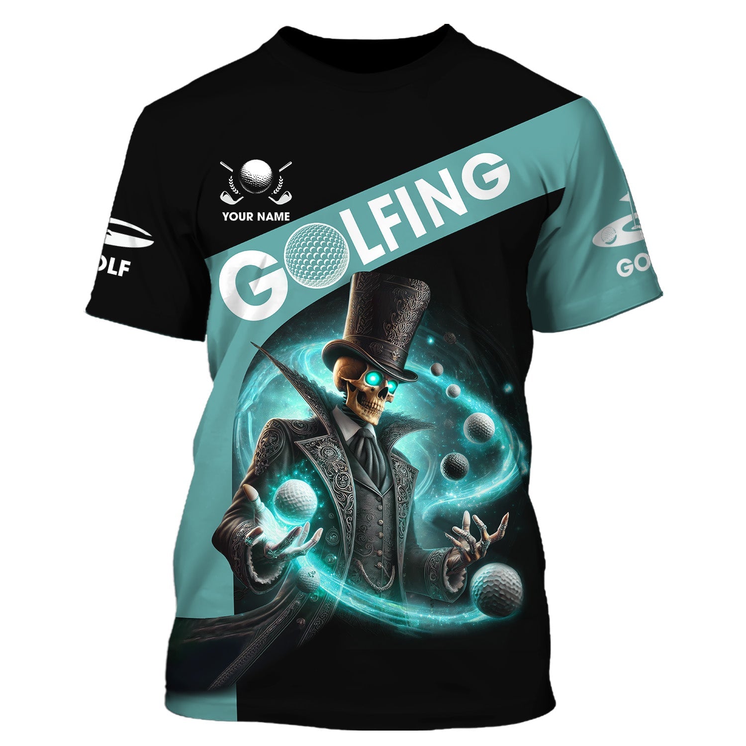 Skeleton Golf Custom Men's Golf Polo Shirt, Golfing Apparel, Skull Golf Shirt, Gift For Golfers