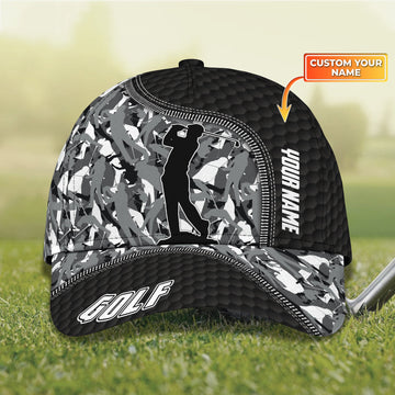 Camo Golf Cap, 3D Full Print Cap, Personalized Name Cap, Gifts For Golfers
