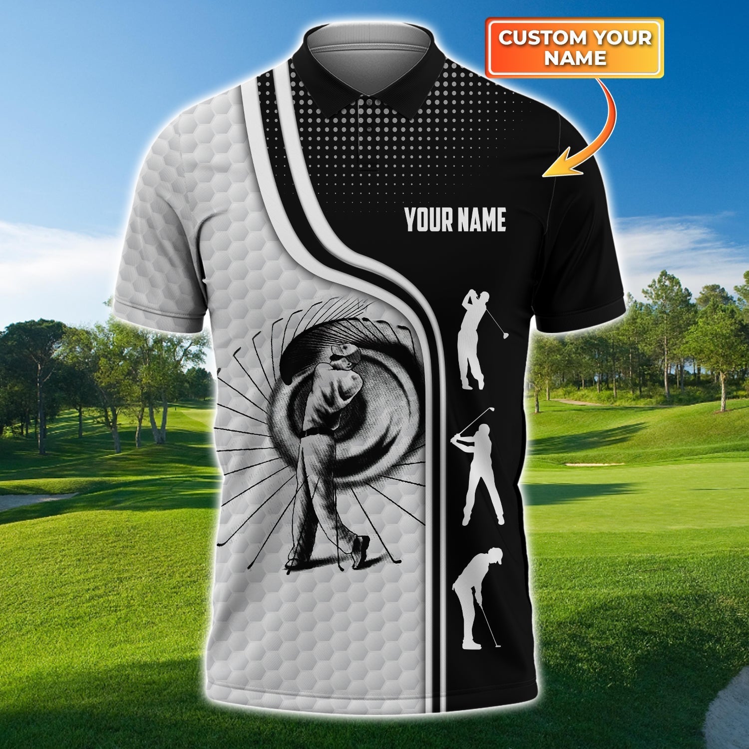 Golf - Personalized Name 3D Polo Shirt For Golfers
