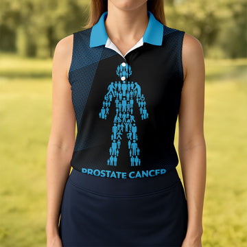 Prostate Cancer Awareness Black And Blue Polo, Cancer Awareness Shirt, Ladies Golf Shirts