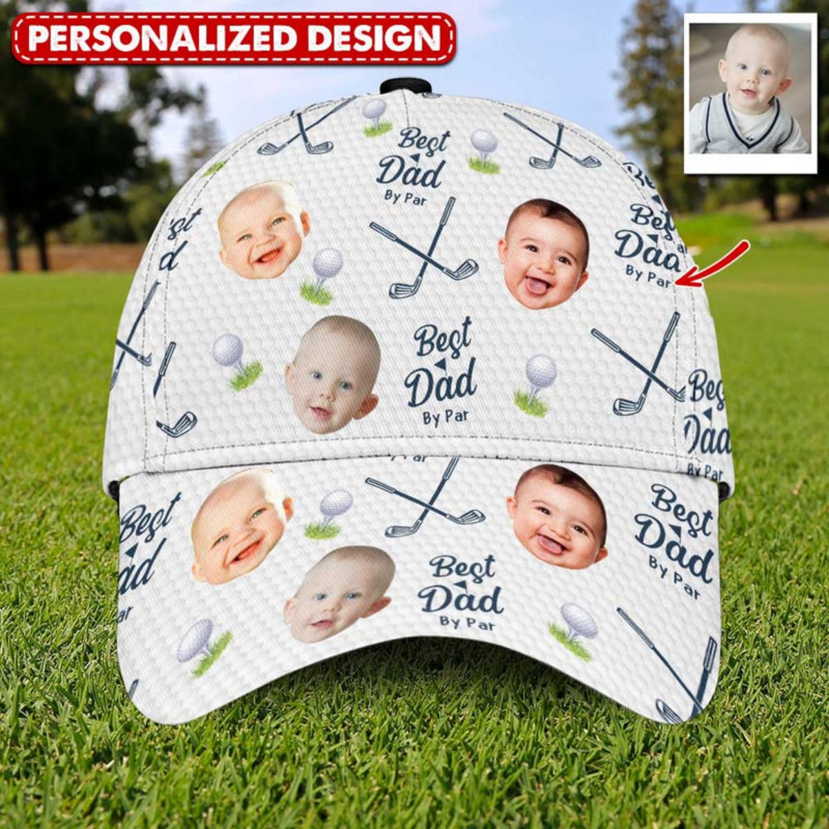 Best Dad By Par Custom Photo Golf Cap, Dad Hat, Dad Golf Gift