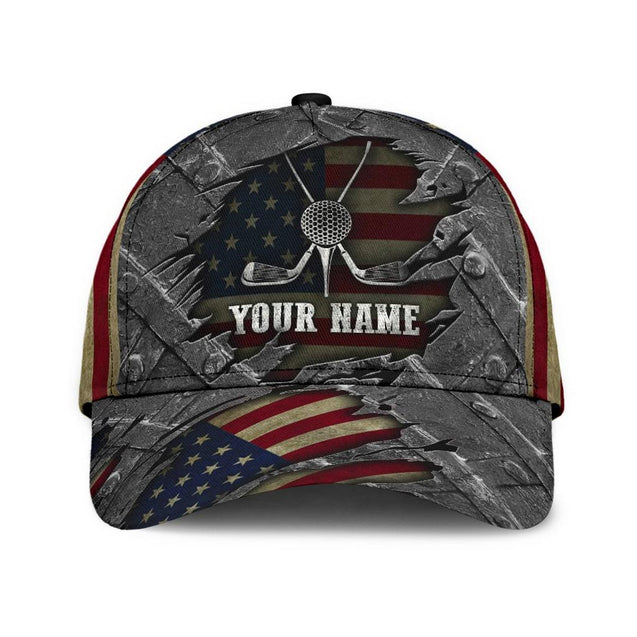 Customize America Flag Golf Cap, Personalized Golf Cap, Golf Gift For Men