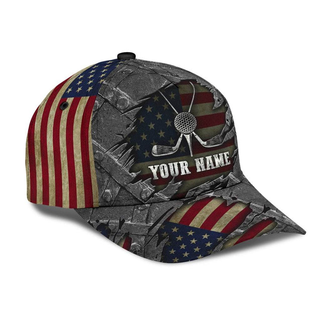 Customize America Flag Golf Cap, Personalized Golf Cap, Golf Gift For Men