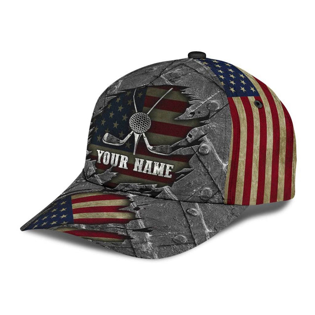 Customize America Flag Golf Cap, Personalized Golf Cap, Golf Gift For Men