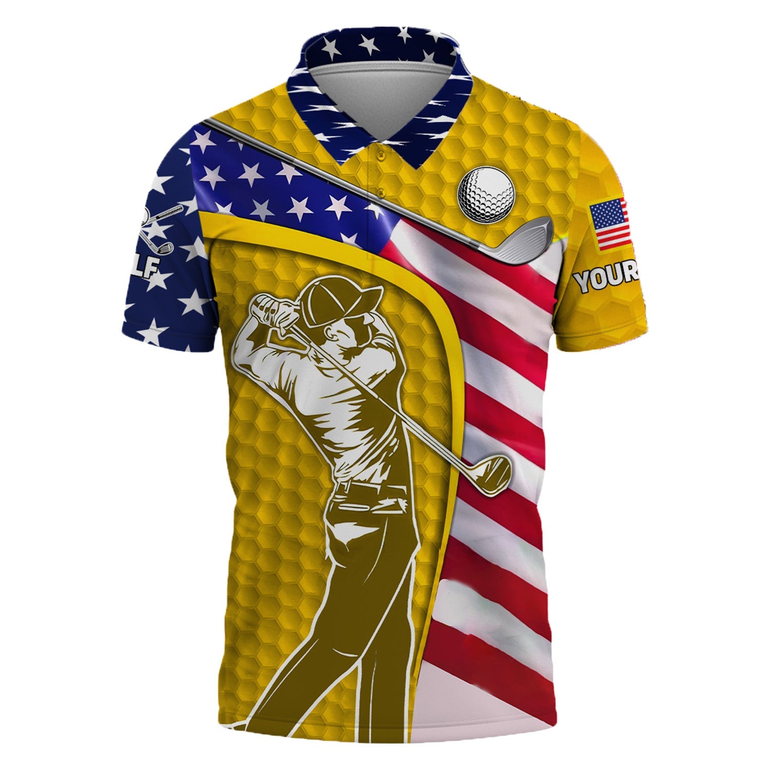 Yellow Custom Men's Golf Polo Shirt, Golfing Apparel, Mens Golf Gift