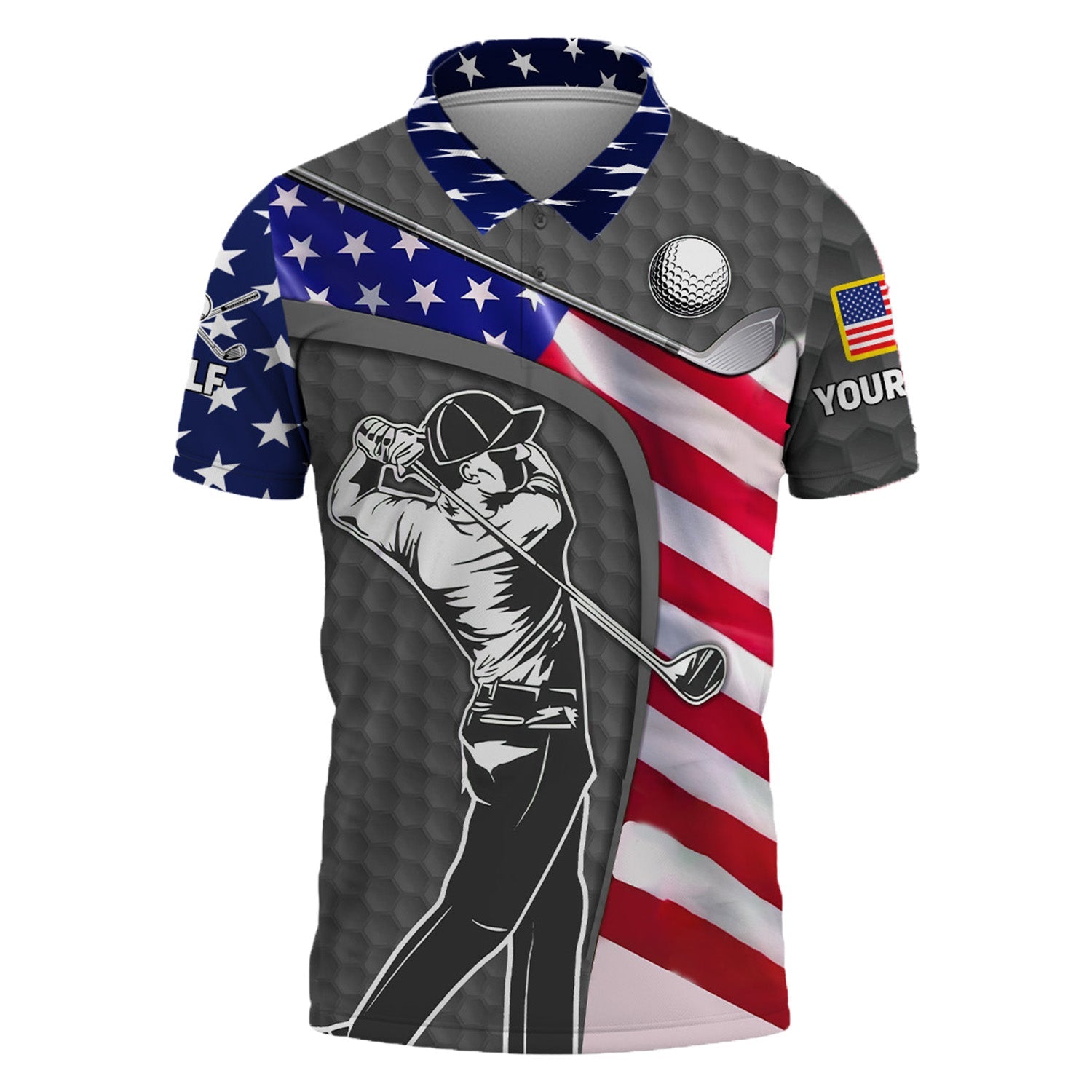 Grey Custom Men's Golf Polo Shirt, Golfing Apparel, Mens Golf Gift