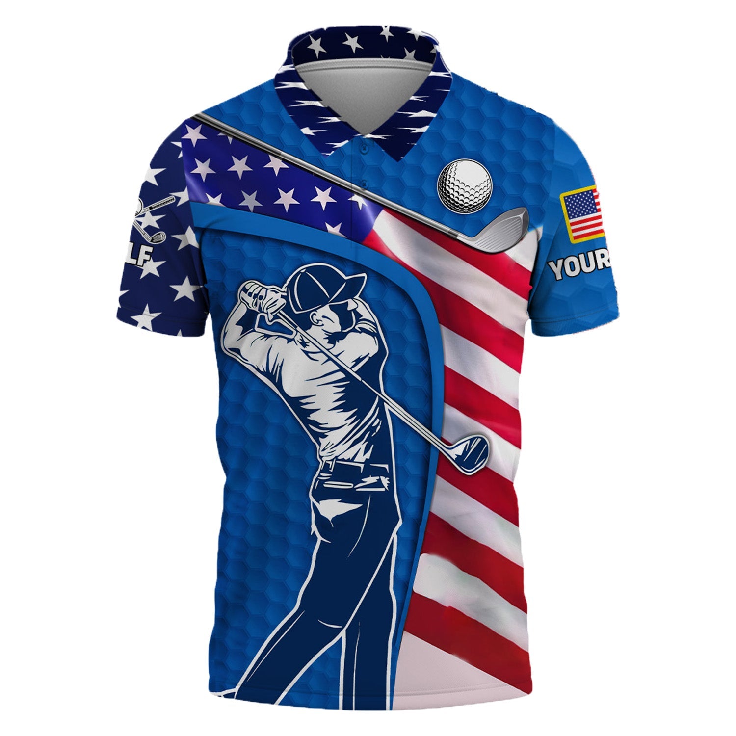 Blue Custom Men's Golf Polo Shirt, Golfing Apparel, Mens Golf Gift