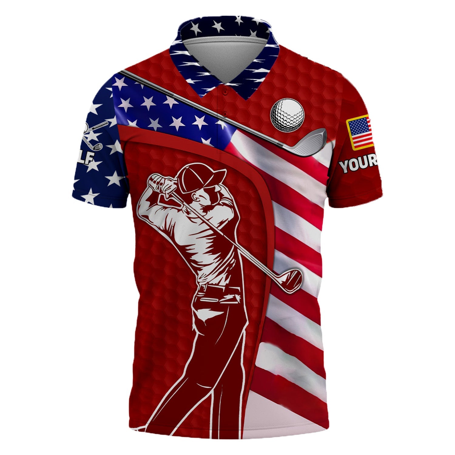 Red Custom Men's Golf Polo Shirt, Golfing Apparel, Mens Golf Gift