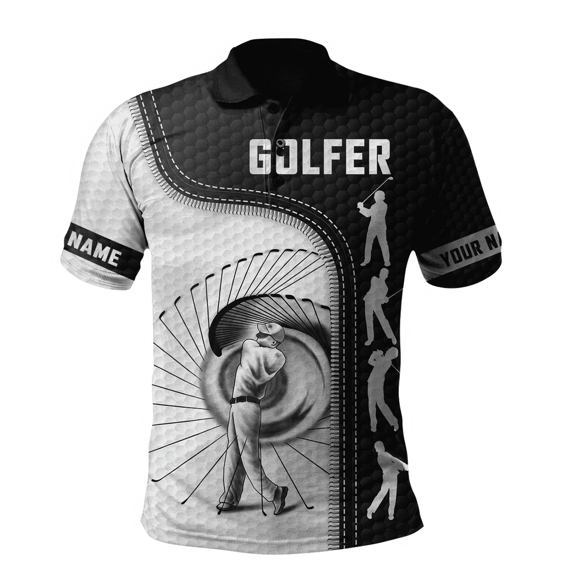 Golfer Swing Custom Name Golf Polo Shirt, Golf Apparel, Golf Gift For Men