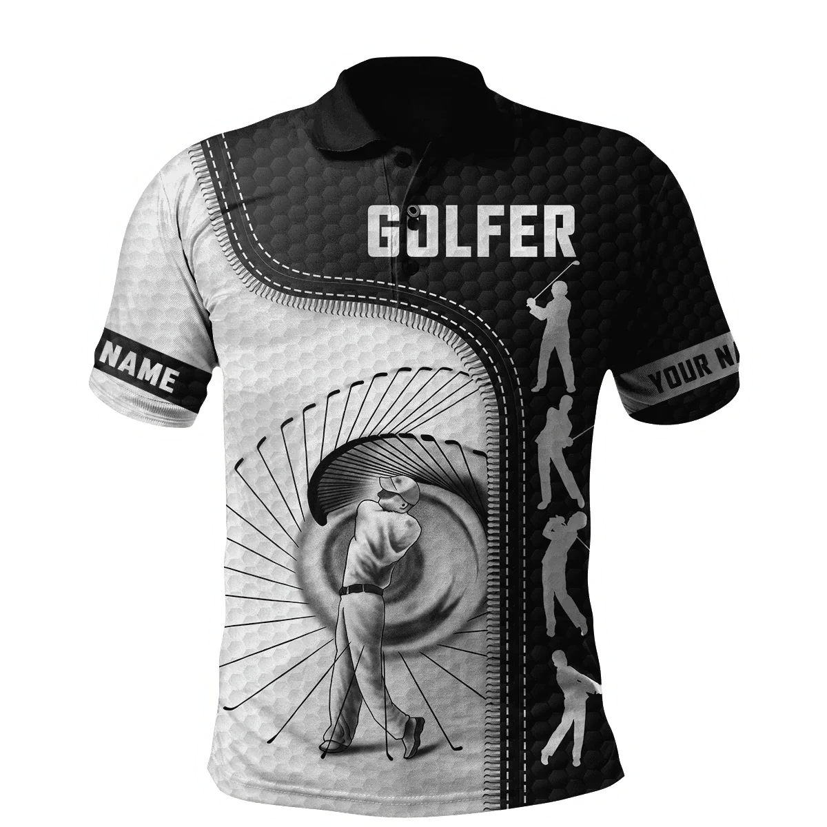 Golfer Swing Custom Name Golf Polo Shirt, Golf Apparel, Golf Gift For Men
