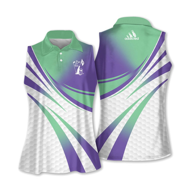 Par Then Bar Sleeveless Golf Shirts For Women, Women's Funny Golf Shirt, Custom Ladies Golf Shirt