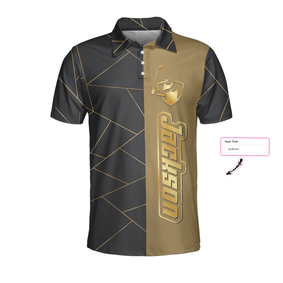 Golden Line Golf Polo Shirt, Golfing Apparel, Golf Clothing, Mens Golf Gift