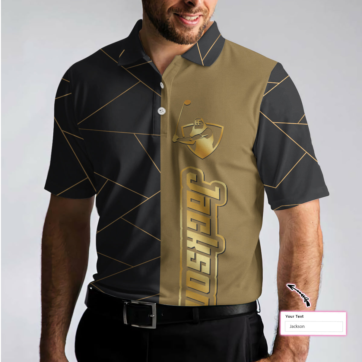 Golden Line Golf Polo Shirt, Golfing Apparel, Golf Clothing, Mens Golf Gift