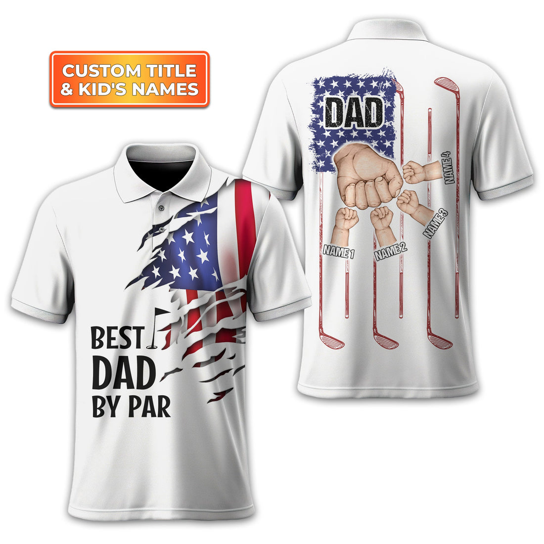 Best Dad By Par Custom Golf Polo Shirt, Gift For Golfers, Golf Gift For Men