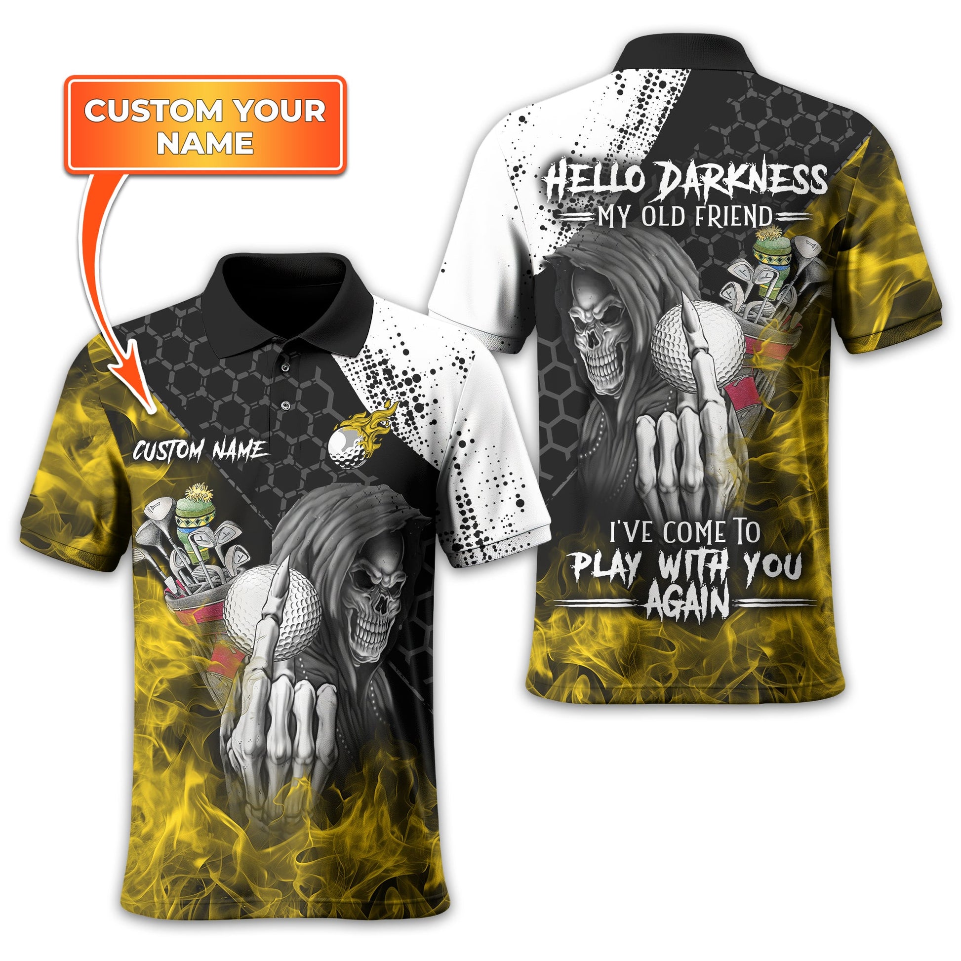 Hello Darkness My Old Friend Custom Golf Shirt, Present For Golfer