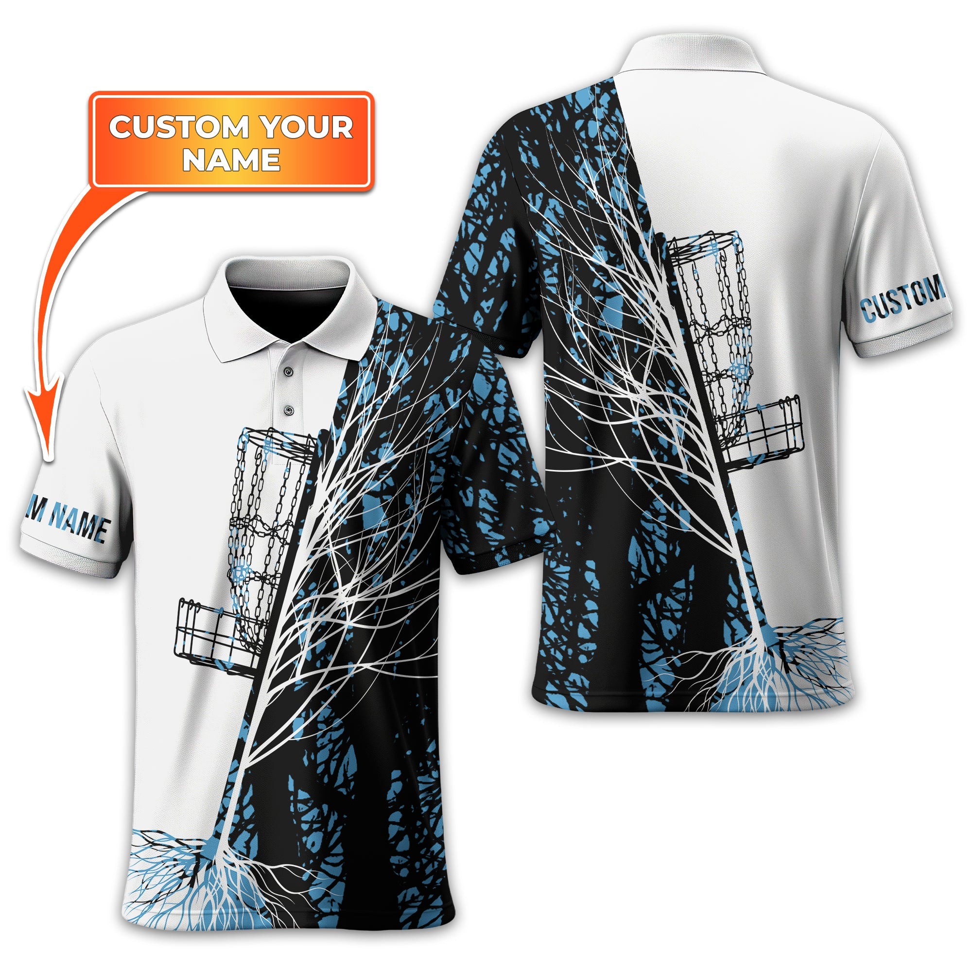 Personalized Tree And Basket Golf Polo Shirt, Gift For Golfers, Golf Gift For Men