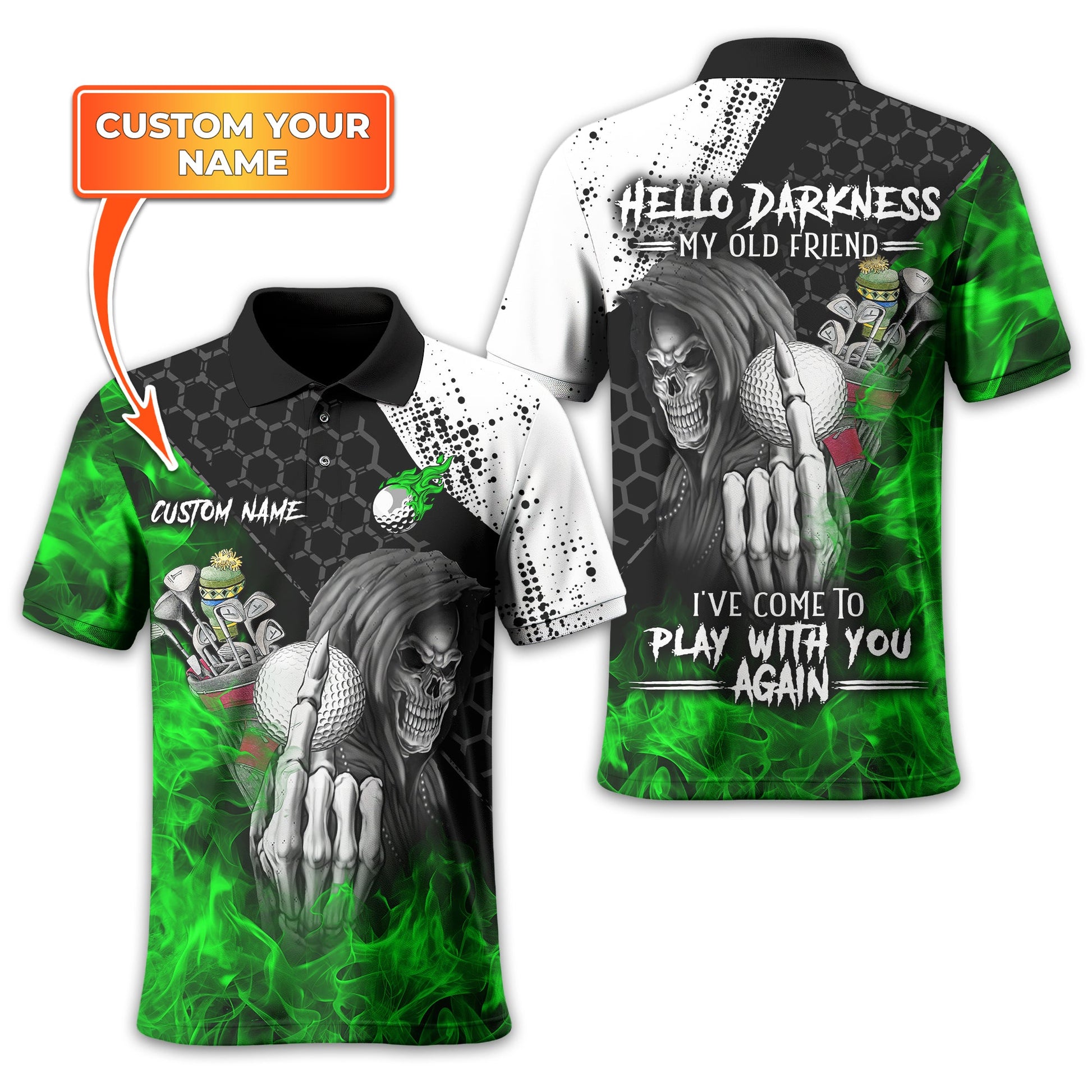 Hello Darkness My Old Friend Custom Golf Shirt, Present For Golfer