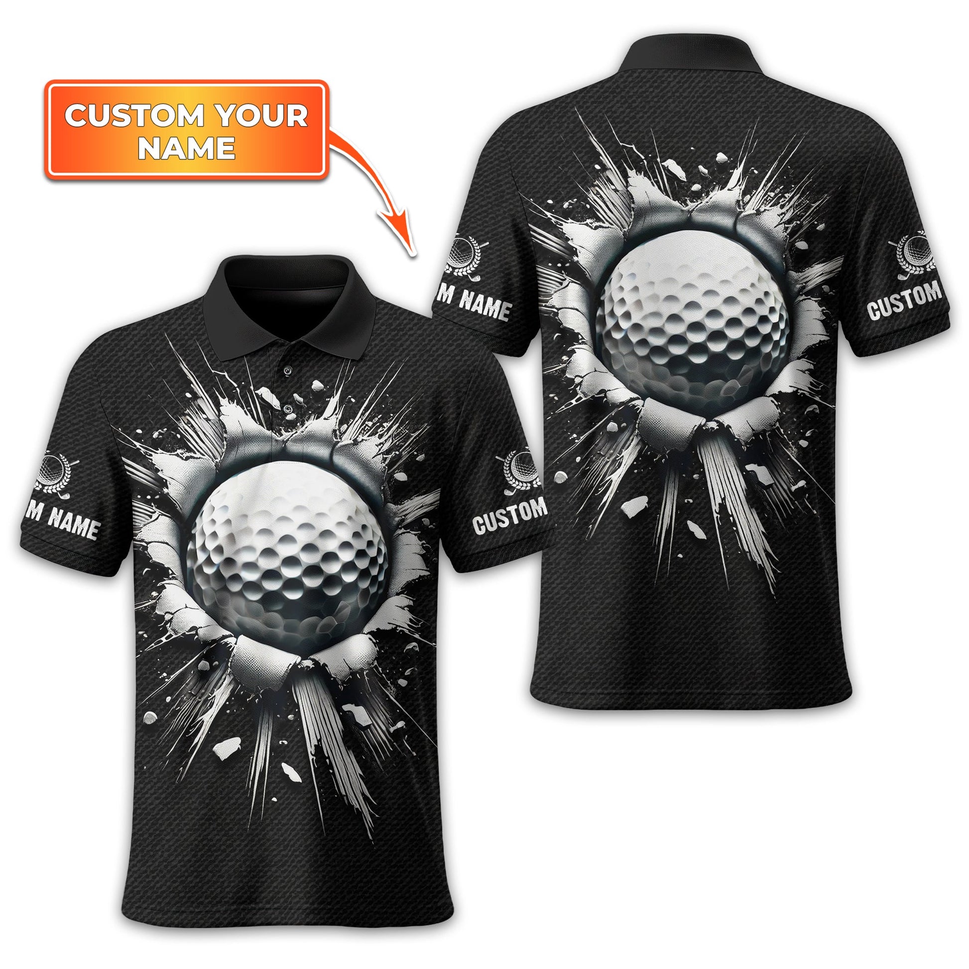 Personalized Black Golf Polo Shirt, Golf Shirt, Gift For Golfers