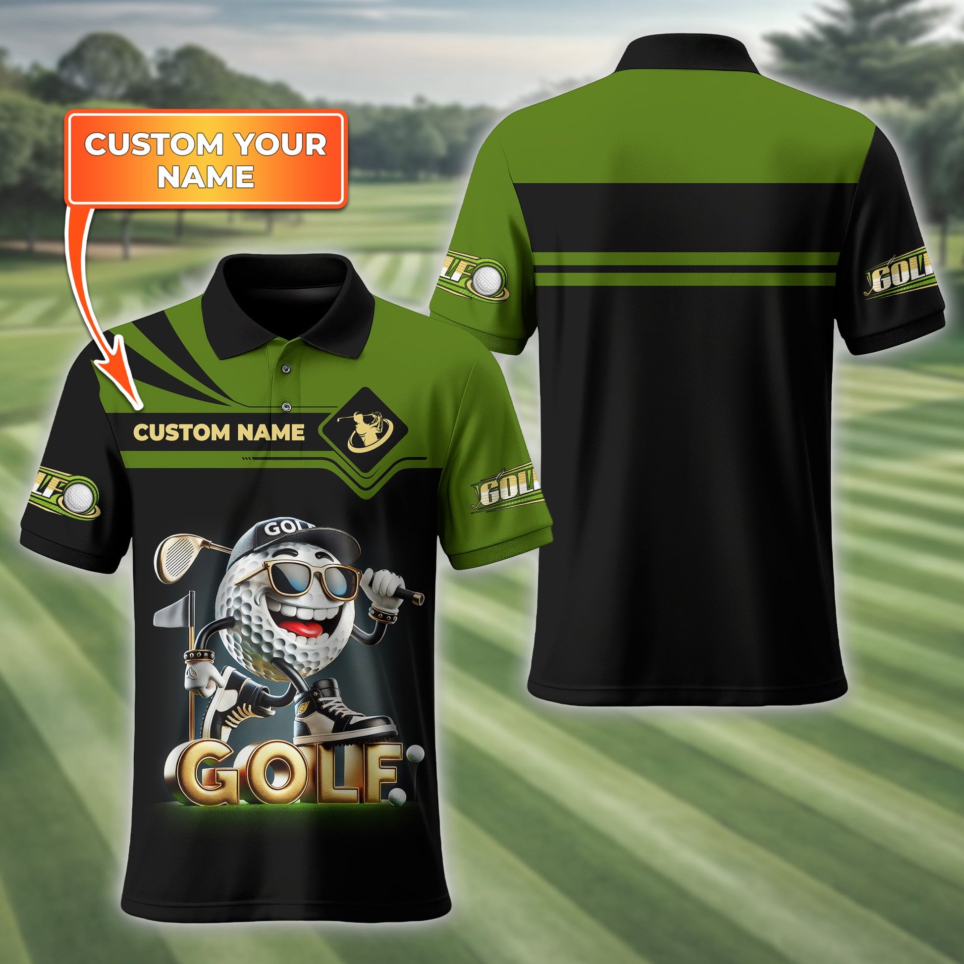 Funny Golf Ball Shirt, Custom Men's Golf Polo Shirt, Golfing Apparel, Funny Golf Polos, Gift For Golfers