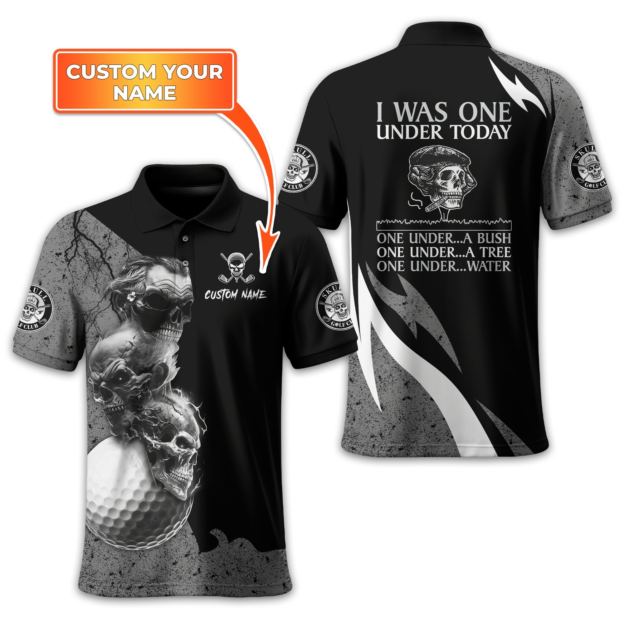 I Was One Under Today Custom Golf Polo Shirt, Skull Golf Shirt, Gift For Golfers, Funny Golf Polo Shirt