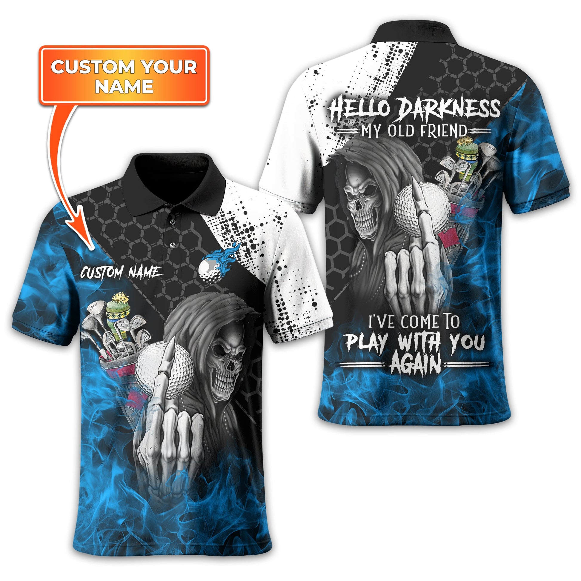 Hello Darkness My Old Friend Custom Golf Shirt, Present For Golfer