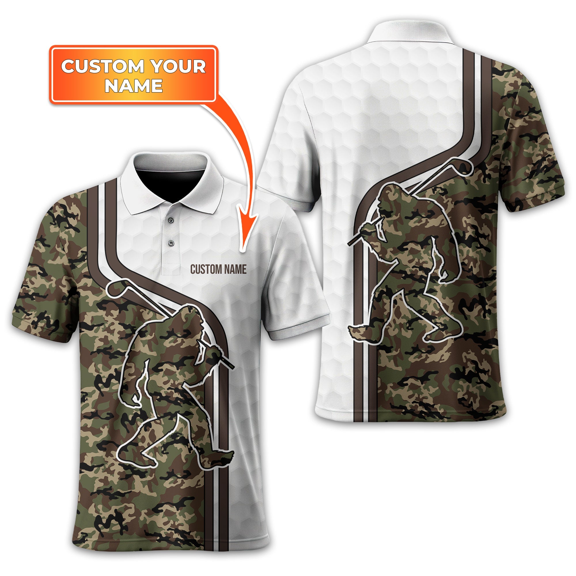 Funny Bigfoot Custom Golf Polo Shirt, Golf Shirt For Men, Gift For Golfers