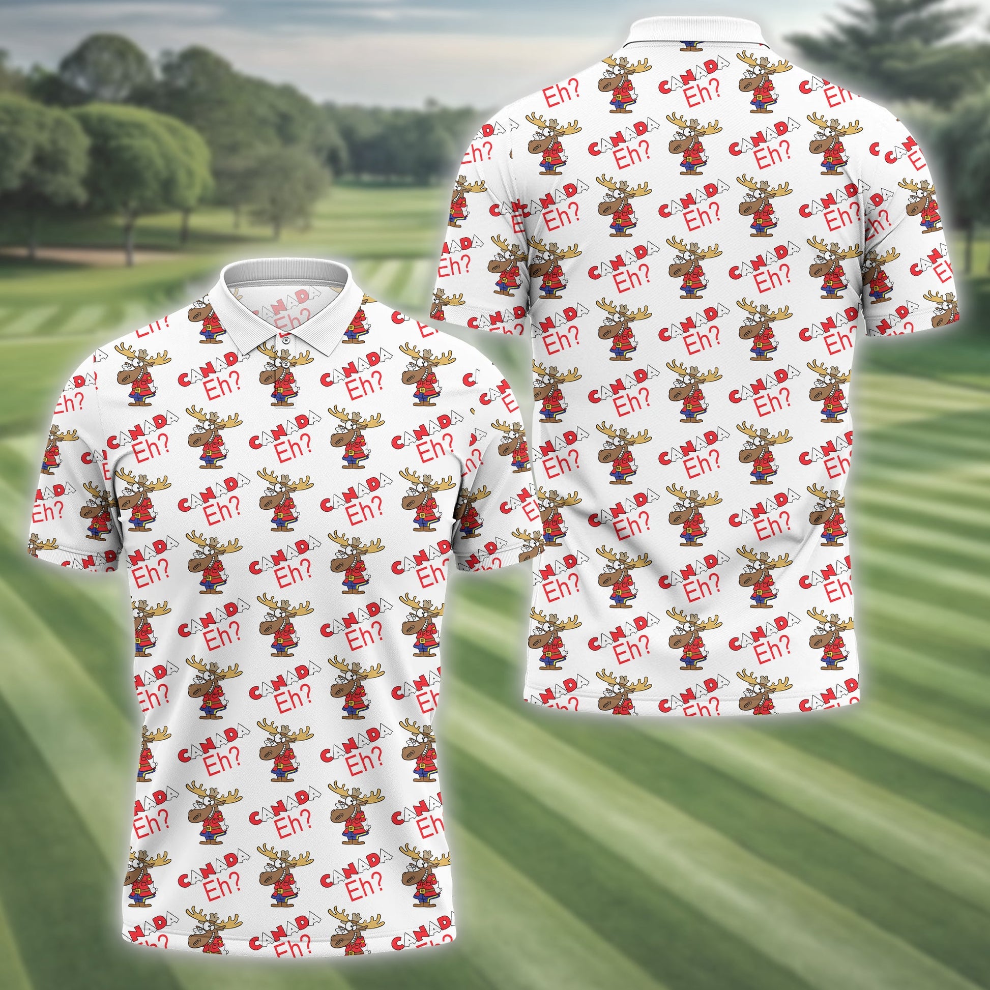 Canada EH? Golfing Men's Golf Polo Shirt, Golfing Apparel, Mens Golf Gift