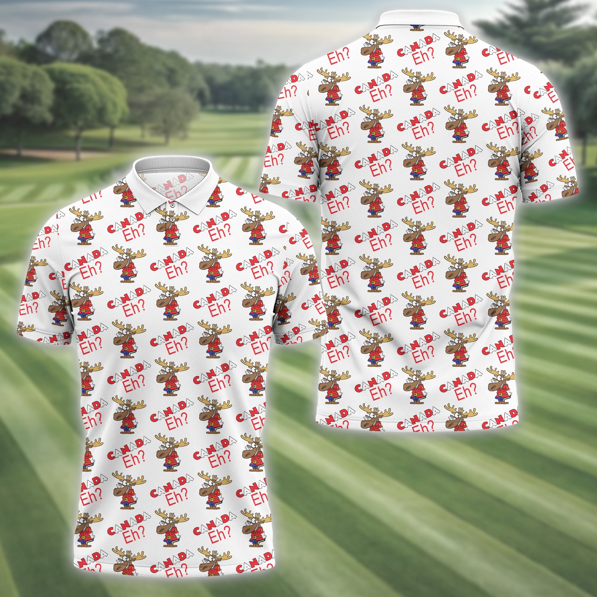 Canada EH? Golfing Men's Golf Polo Shirt, Golfing Apparel, Mens Golf Gift