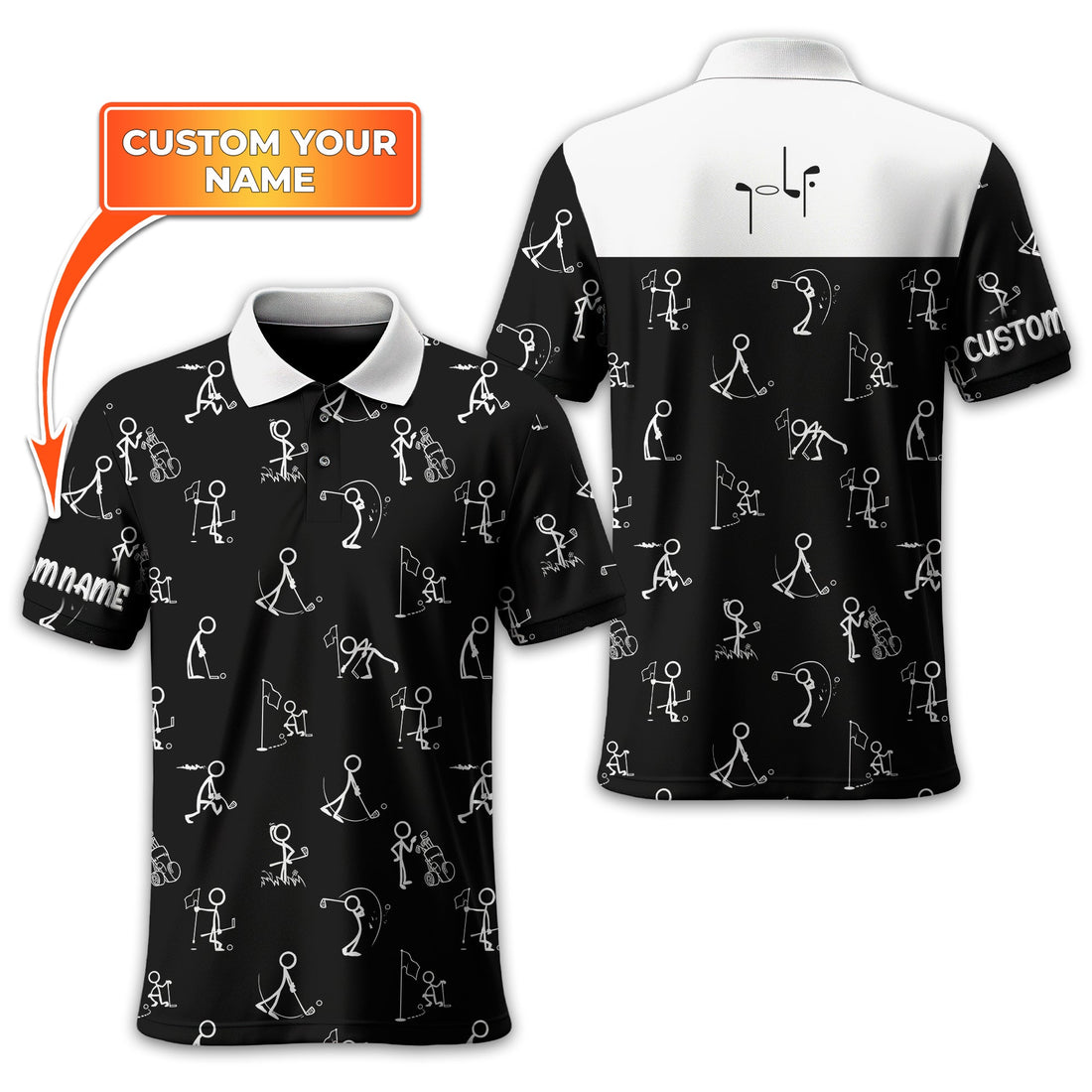 Funny Stick Figure Golf Polo Shirt, Gift For Golfers, Golf Gift For Him