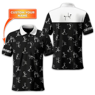 Funny Stick Figure Golf Polo Shirt, Gift For Golfers, Golf Gift For Him